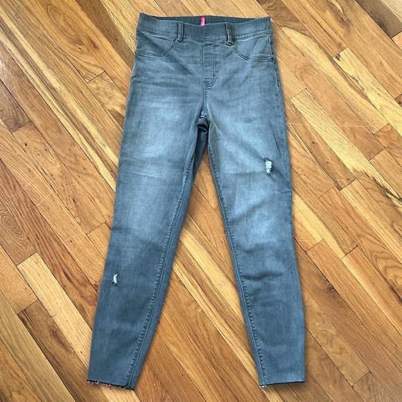 Spanx Vintage Grey Pull On Distressed Ankle Skinny Jeans Women's Size M - Picture 7 of 15